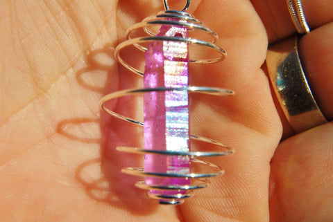 xToo Hot Pink™ Rainbow Aura Quartz Crystal Perfect Pendant™ 26" 925 Silver Chain