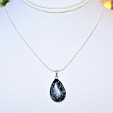 Perfect Pendant Snowflake Obsidian Teardrop Pendant + 20" Chain GROUNDING!