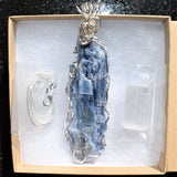 CHARGED REIKI Wrapped Brazilian Blue Kyanite Perfect Pendant + 20" Chain e