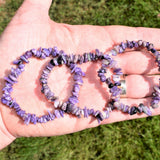 Premium CHARGED Charoite Crystal Chip Bead Bracelet Stretchy ENERGY REIKI