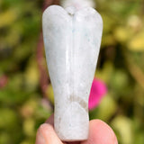 CHARGED 2" Rainbow Moonstone Crystal Hand-Carved Angel Peaceful Energy!