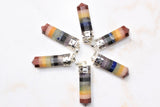 Faceted 7 Chakra Crystals Point Pendant + 20" Silver Chain