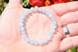 Premium CHARGED Aquamarine Crystal 8mm Bead Bracelet Stretchy ENERGY REIKI