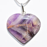 Himalayan Amethyst Crystal Heart Pendant + 20" Silver Chain