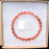 CHARGED Premium Natural Peach Moonstone 5mm-7mm Bead Stretchy Bracelet REIKI