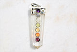 CHARGED 7 Chakra Amplifier Clear Quartz Crystal Perfect Pendant + 20" Chain WOW