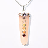 CHARGED 7 Chakra ORANGE Selenite Crystal Perfect Pendant + 20" Chain WOW!