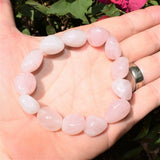 CHARGED Rose Quartz Crystal Bracelet Tumble Polished Stretchy Love Energy REIKI