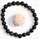 CHARGED Goldsheen Rainbow Obsidian Crystal 8mm Bead Bracelet Stretchy ENERGY