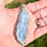 CHARGED REIKI Wrapped Brazilian Blue Kyanite Perfect Pendant + 20" Chain