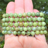 Premium CHARGED Chinese Green Jade Crystal 8mm Stretchy Bracelet  PROTECTION