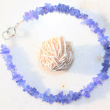 Premium CHARGED Tanzanite Crystal Chip Bracelet Sterling Clasp ~40 Carats