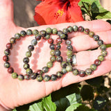 CHARGED Dragon's Blood Jasper 8mm Bead Bracelet Tumble Polished Stretchy REIKI