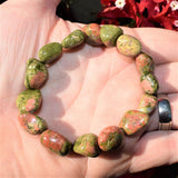 CHARGED Salmon Unakite Jasper Bracelet Tumble Polished Stretchy ENERGY REIKI