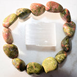 CHARGED Salmon Unakite Jasper Bracelet Tumble Polished Stretchy ENERGY REIKI