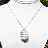 CHARGED Polished Moroccan Selenite Crystal Perfect Pendant 20" Silver Chain