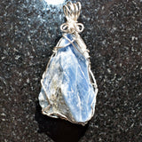 CHARGED REIKI Wrapped Brazilian Blue Kyanite Perfect Pendant + 20" Chain c