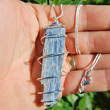 Brazilian Blue Kyanite Crystal Perfect Pendant + 20" Silver Chain WOW!!!