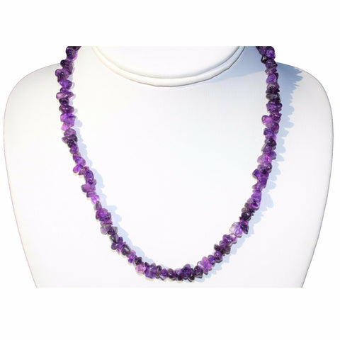 CHARGED Dark Premium Amethyst Crystal Chip 18" Necklace REIKI WOW!!!