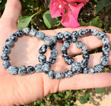 CHARGED Snowflake Obsidian Crystal Bracelet Tumble Polished Stretchy REIKI WOW!