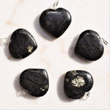 CHARGED Starburst Flash Nuummite Crystal HEART Perfect Pendant + 20" Chain