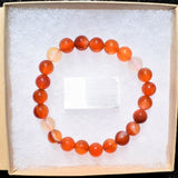 Premium CHARGED Carnelian Agate Crystal 8mm Bead Bracelet Stretchy ENERGY REIKI