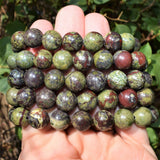 CHARGED Dragon's Blood Jasper 12mm Bead Bracelet Tumble Polished Stretchy REIKI