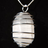 CHARGED Polished Moroccan Selenite Crystal Perfect Pendant 20" Silver Chain