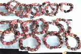 CHARGED 6" Rhodonite Crystal Bracelet Tumble Polished Stretchy Healing Energy