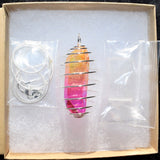 Cherry Lemonade Rainbow Flame Aura Quartz Perfect Pendant 20" Silver Chain