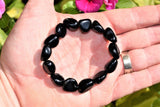 CHARGED Black Obsidian Crystal Bracelet Tumble Polished Stretchy ENERGY REIKI