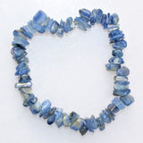 CHARGED Blue Kyanite Crystal Chip Bracelet Polished Stretchy ENERGY REIKI