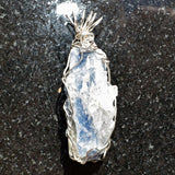 CHARGED REIKI Wrapped Brazilian Blue Kyanite Perfect Pendant + 20" Chain c