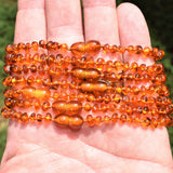 CHARGED Natural Lithuanian Cognac Baltic Amber 26" Necklace Polished CRT Crystal