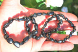 CHARGED Russian Shungite Bracelet Tumble Polished Stretchy ENERGY REIKI SYN 12