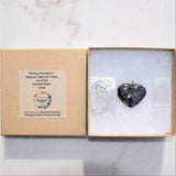 Faceted Titanium Flash LARVIKITE Crystal Heart Perfect Pendant 20" Silver Chain