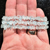 Premium CHARGED Blue Topaz Crystal Chip Stretchy Bracelet REIKI Energy!