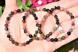 Premium CHARGED Rainbow Tourmaline Crystal 5mm Bead Bracelet Stretchy ENERGY