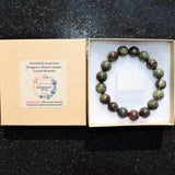 CHARGED Dragon's Blood Jasper 12mm Bead Bracelet Tumble Polished Stretchy REIKI