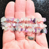 Premium CHARGED Rainbow Fluorite Crystal Chip Stretchy Bracelet REIKI Energy