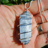 Brazilian Blue Kyanite Crystal Perfect Pendant + 20" Silver Chain WOW!!!