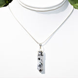 Faceted Rainbow Moonstone Crystal Point Pendant + 20" Silver Chain REIKI
