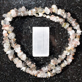 CHARGED 18" Rutilated Tourmalinated Quartz Crystal Chip Necklace REIKI !