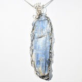 CHARGED REIKI Wrapped Brazilian Blue Kyanite Perfect Pendant + 20" Chain c