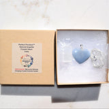 CHARGED Angelite Crystal HEART Perfect Pendant Hand-Carved + 20" Chain