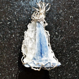 CHARGED REIKI Wrapped Brazilian Blue Kyanite Perfect Pendant + 20" Chain e