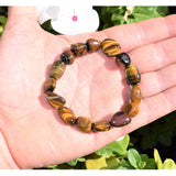 CHARGED Tiger Eye Crystal Bracelet Tumble Polished Stretchy ENERGY REIKI WOW!!!