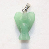 Green Aventurine Crystal Angel Pendant + 20" Silver Chain