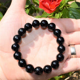 Premium CHARGED Black Tourmaline Crystal 12mm Bead Bracelet Stretchy REIKI