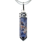 Faceted Himalayan Sodalite Crystal Point Pendant + 20" Silver Chain REIKI